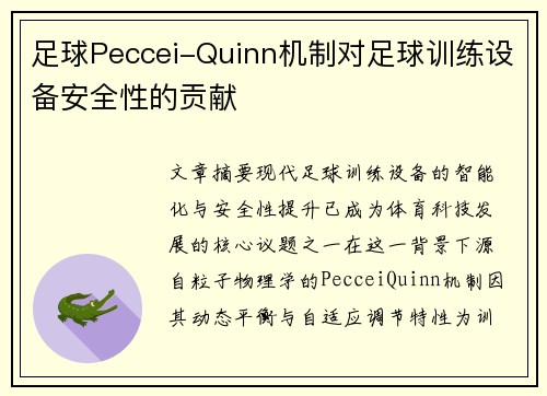 足球Peccei-Quinn机制对足球训练设备安全性的贡献